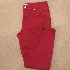 d.jeans ankle pants dark red size 10